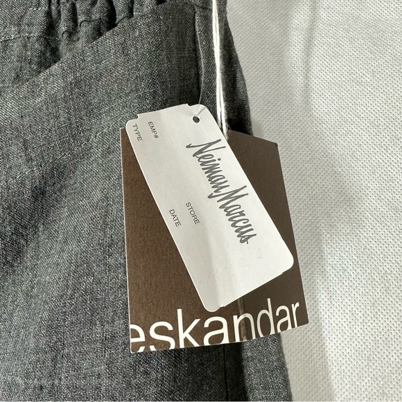 Eskandar Gray Linen Front Panel Midi Skirt Size 1 - Picture 9 of 10